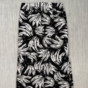 FARM Rio Black and White Banana Print Midi Skirt